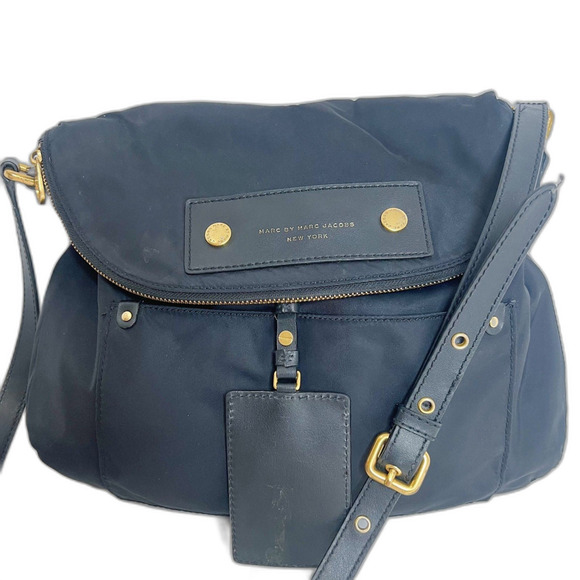 Marc by Marc Jacobs Natasha Black Nylon Crossbody Bag Leather Purse - Picture 1 of 12